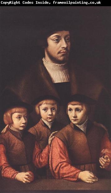 BRUYN, Barthel Portrait of a Man with Three Sons